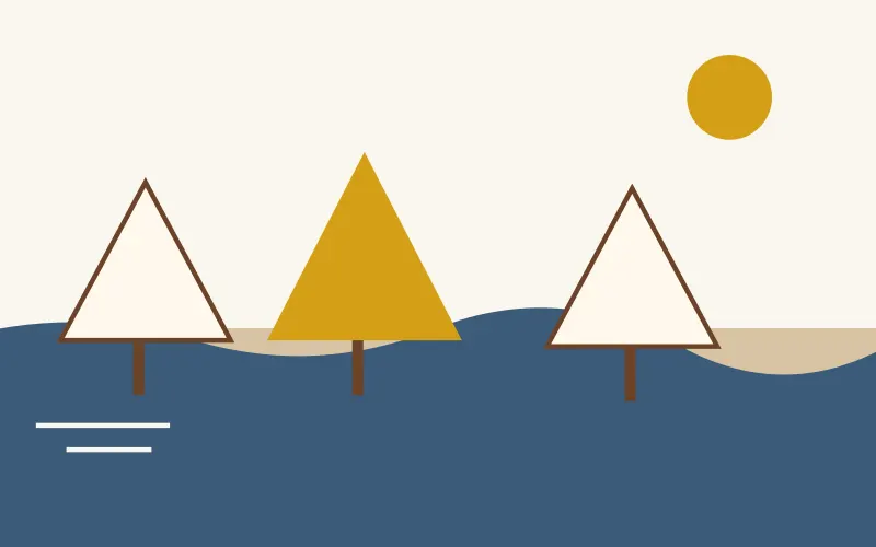 Canvas tents and gum trees at dusk in mustard and denim tones
