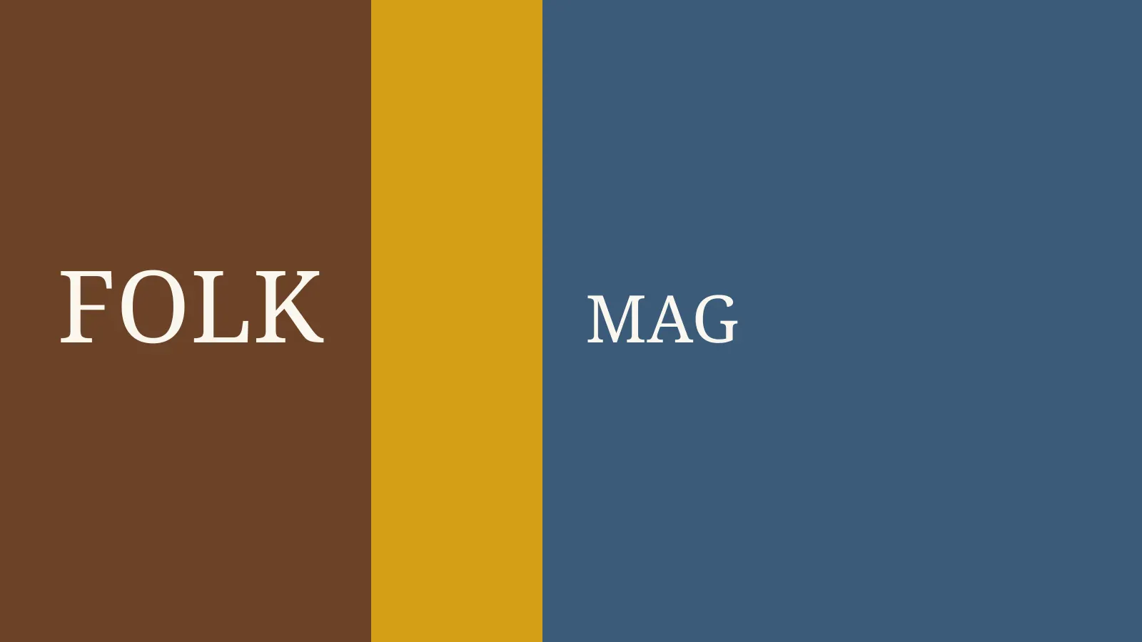 Walnut, mustard and denim masthead colour fields