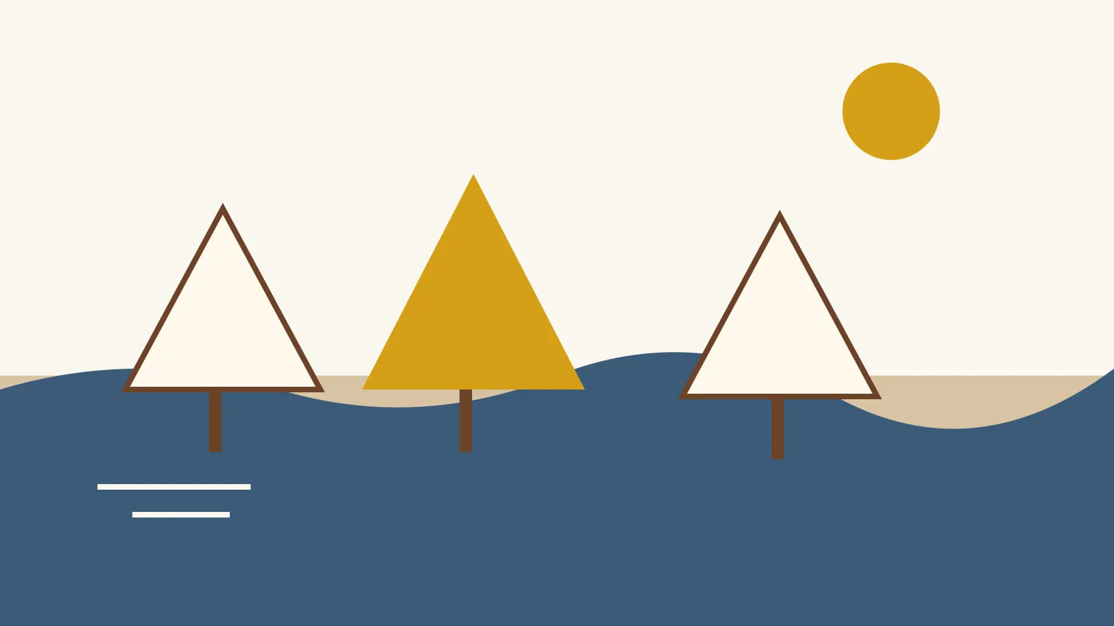 Canvas tents and a mustard sun over denim hills
